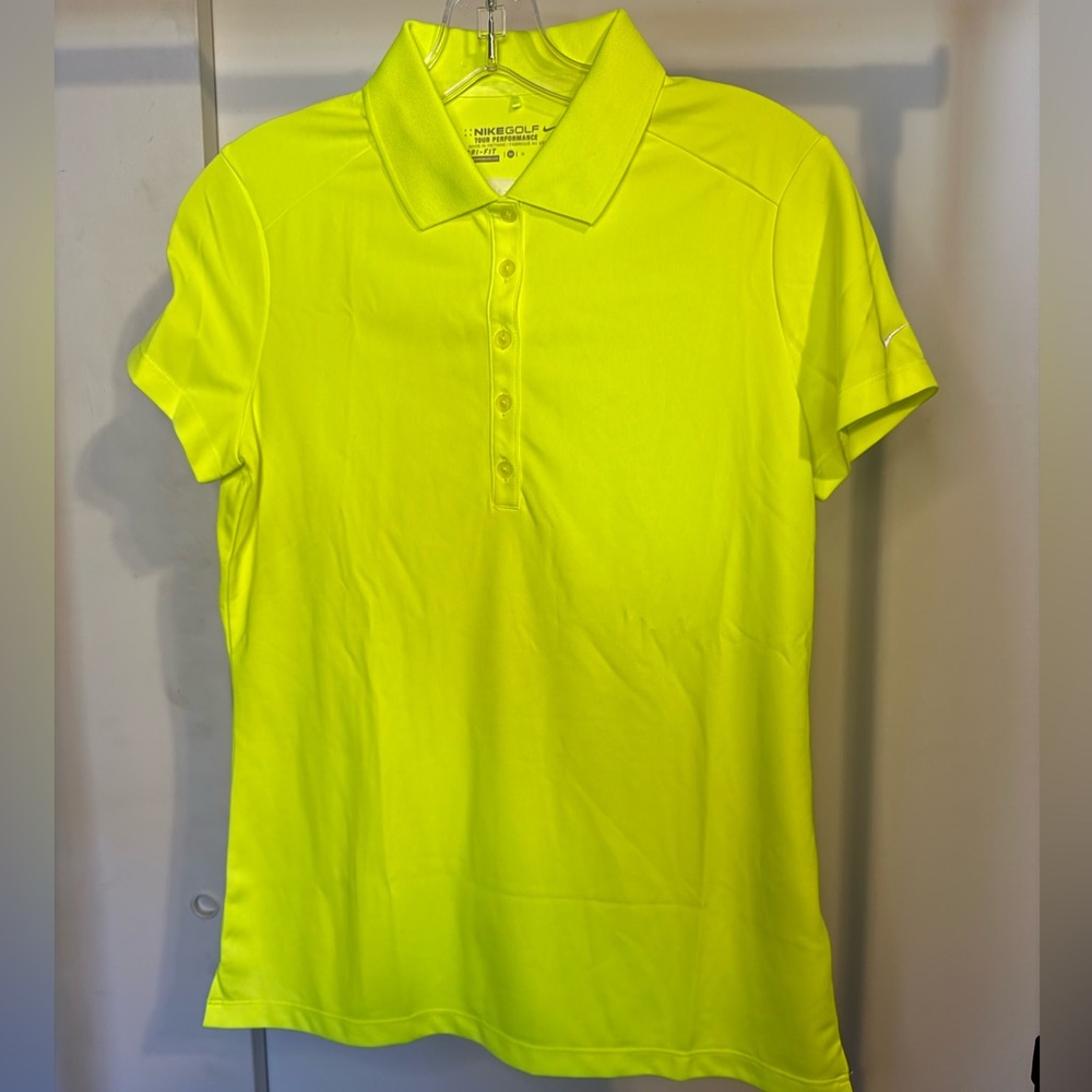 Nike Women’s Golf Polo Yellow Dri Fit Size Medium Principal Charity Classic Logo